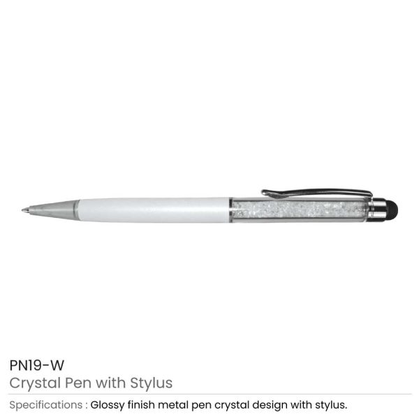 Crystal Pens with Stylus White
