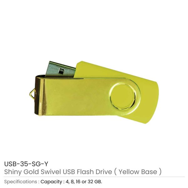 Shiny Gold Swivel USB - Yellow