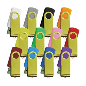 Promotional Shiny Gold Swivel USB Flash