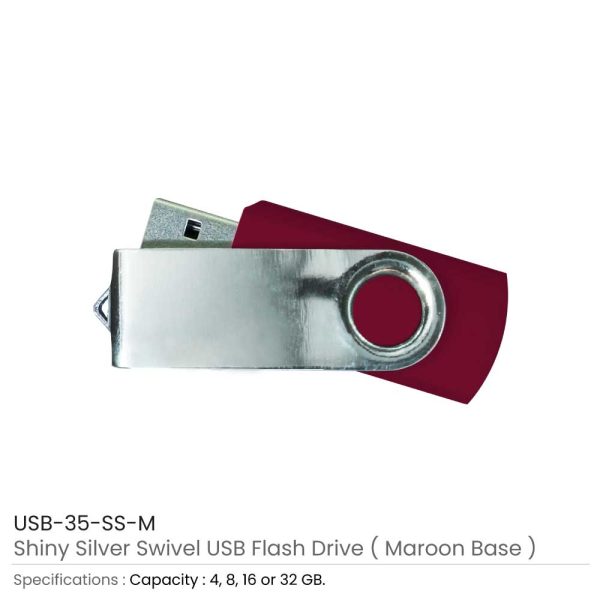 Swivel USB Flash - Maroon