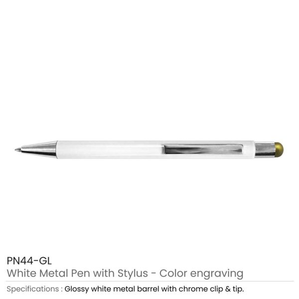 Gold Stylus Metal Pens - White