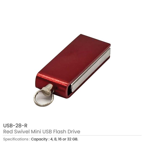 Mini Swivel USB Flash Drives Red