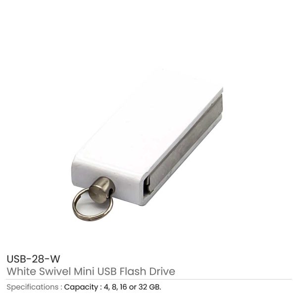 Mini Swivel USB Flash Drives White