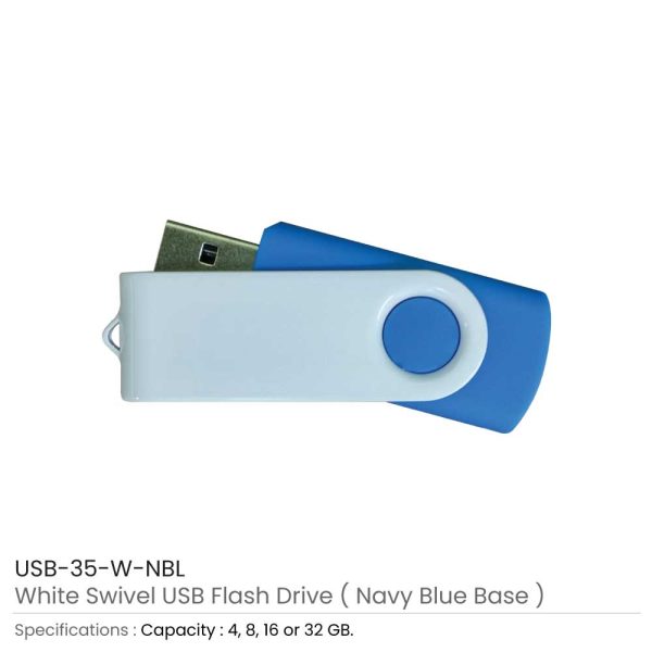 Swivel USB Drives - Navy Blue