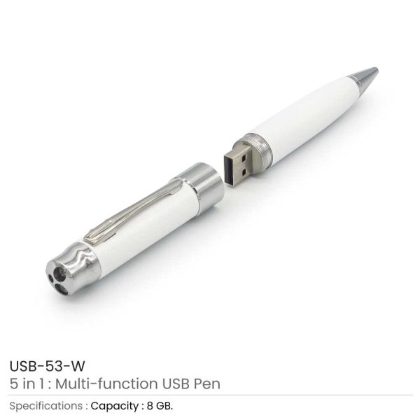 White 5 in 1 USB Pen