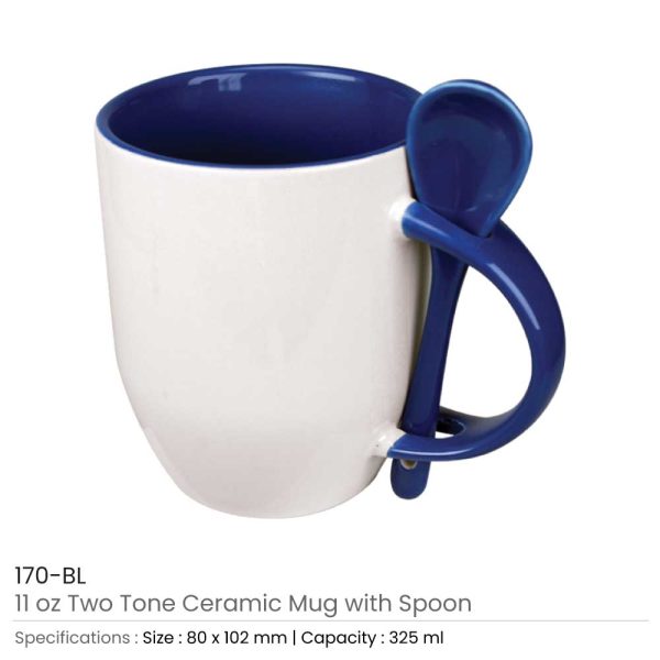 Ceramic Mugs with Spoon 170-BL