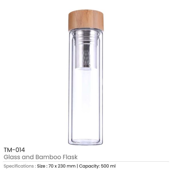 Glass and Bamboo Flask TM-014