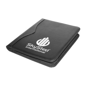 Branding Leather Portfolio with Zipper & Calculator