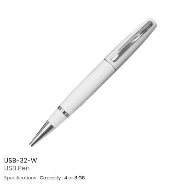 Promotional Metal USB Pen White
