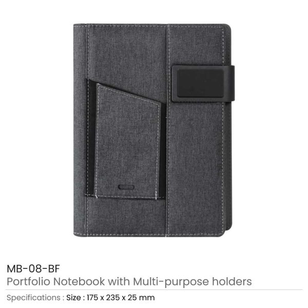 Black Fabric Portfolio Notebooks