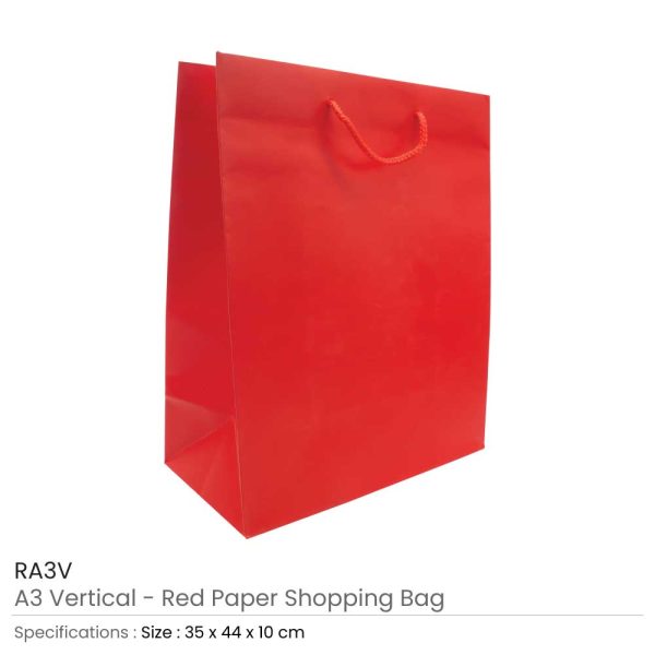 Paper Shopping Bag Vertical A3 Size - Red