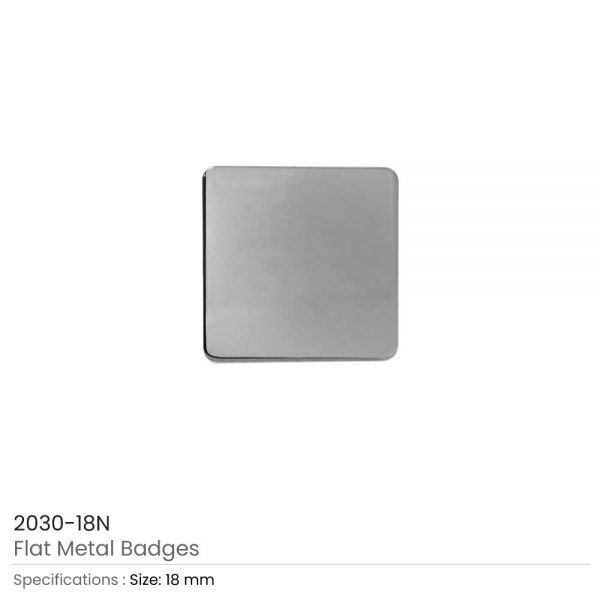 Square Flat Metal Badges Silver