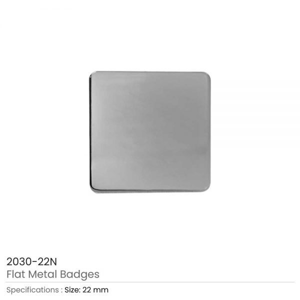 Square Flat Metal Badges Silver