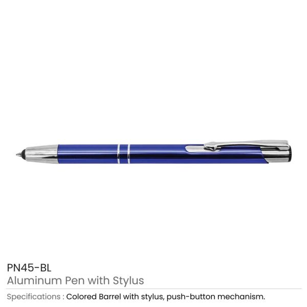 Blue Aluminum Pens with Stylus