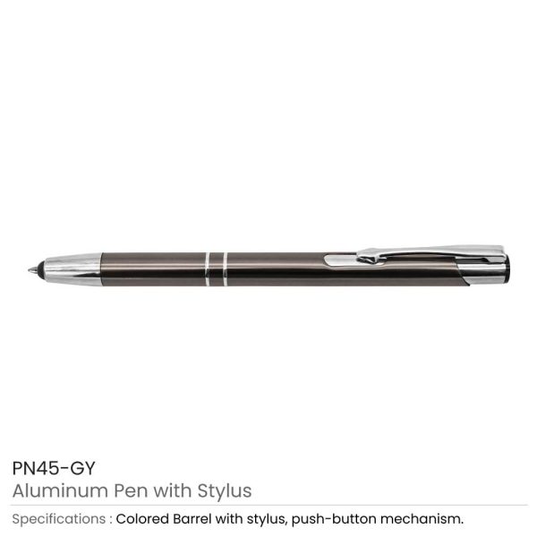 Grey Aluminum Pens with Stylus