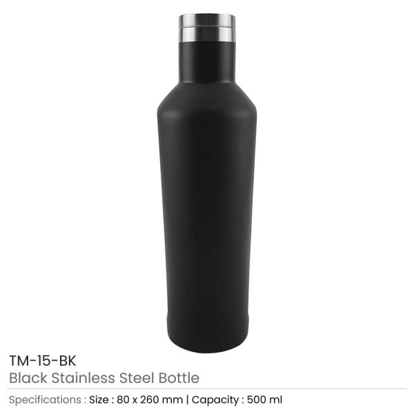 Black Stainless Steel Bottles TM-015-BK
