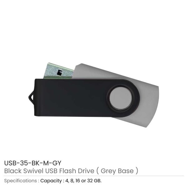 Black Swivel USB Grey