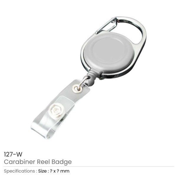 Carabiner Reel Badges White