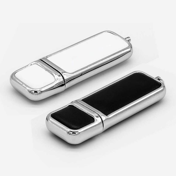 Leather with Chrome Finish USB-18-W