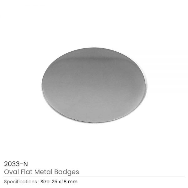 Silver Oval Flat Metal Badges