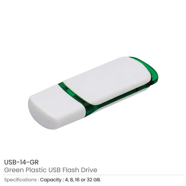 Plastic USB Flash Drives Green