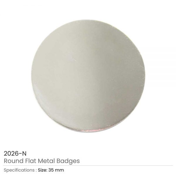 Round Flat Metal Badges Silver