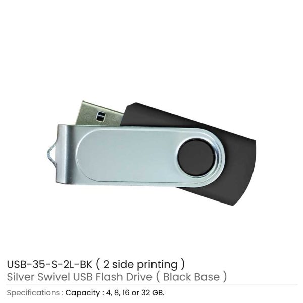 Swivel USB with 2 side Print - Black