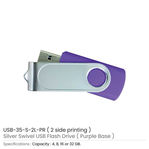 Swivel USB with 2 side Print - Purple