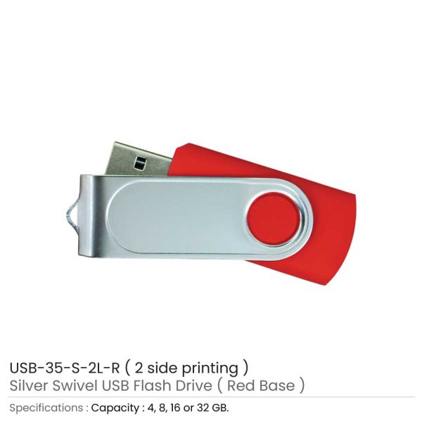 Swivel USB with 2 side Print - Red