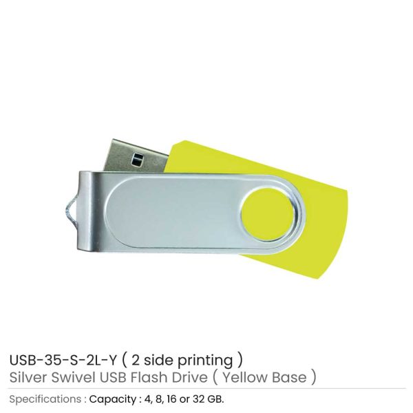 Swivel USB with 2 side Print - Yellow
