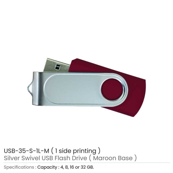 USB with 1 side Printing Maroon
