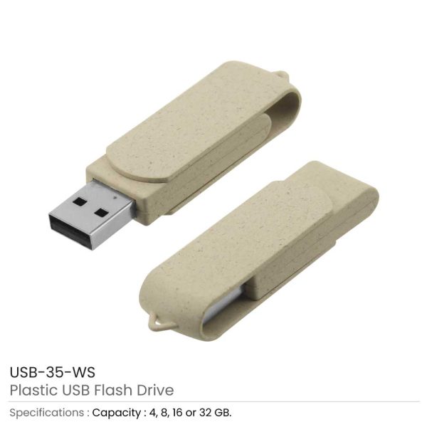 Wheat Straw Swivel USB-35-WS