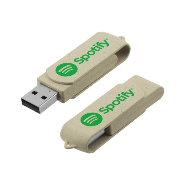 Branding Wheat Straw Swivel USB-35-WS