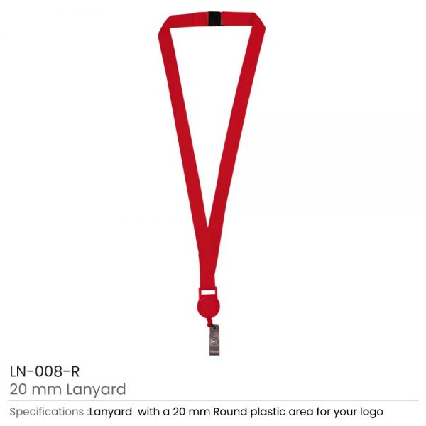 Lanyard with Reel Badge and Safety Lock Red