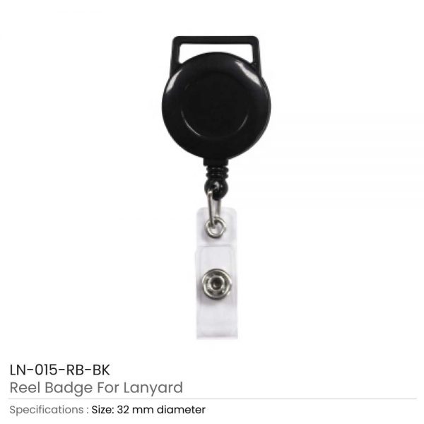 Black Reel Badge For Lanyard