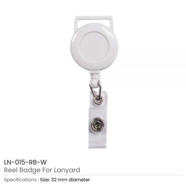 White Reel Badge For Lanyard