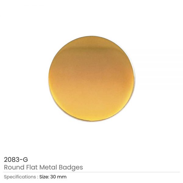 Round Flat Metal Badges Gold