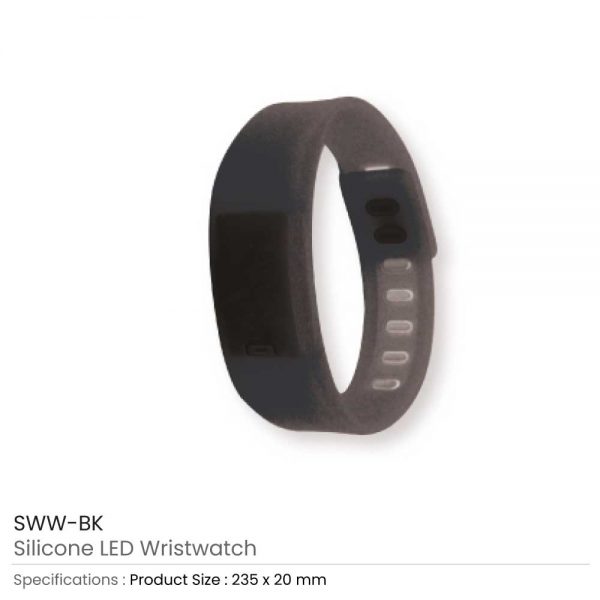 Wristband with Digital Watch Black