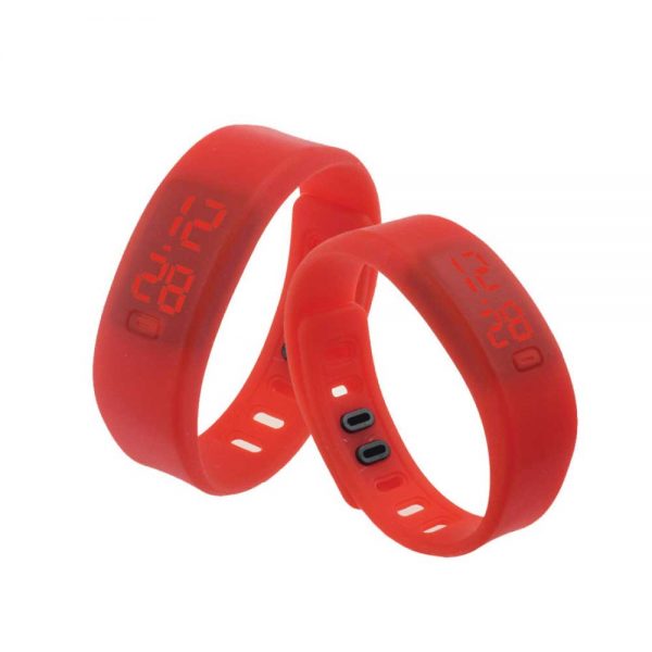 Wristband with Digital Watch Red
