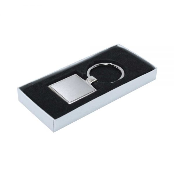 Square Shaped Metal Keychain