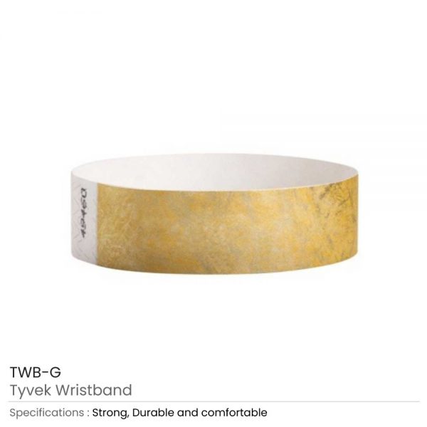 Tyvek Wristbands Gold