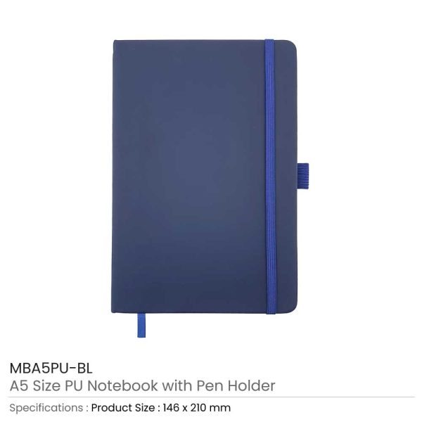 Notebook with Pen Holder Blue