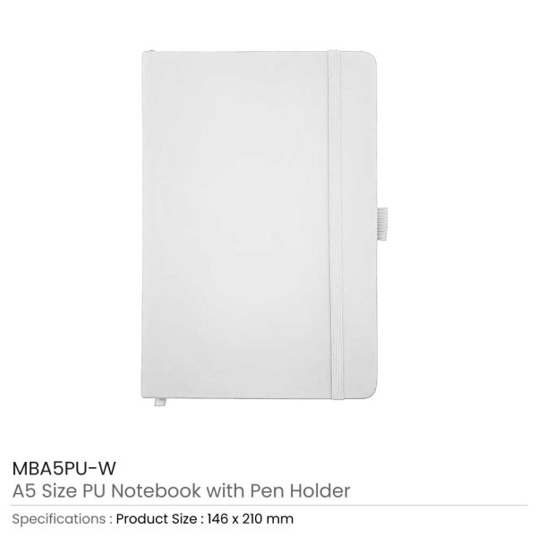 Notebook with Pen Holder White