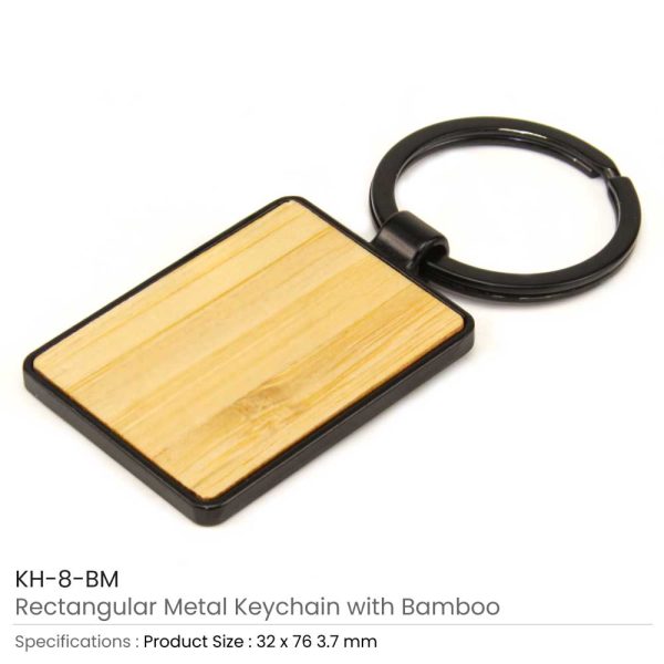Rectangular Keychain with Bamboo