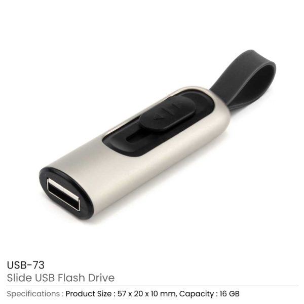 Slide Button USB with Strap 73