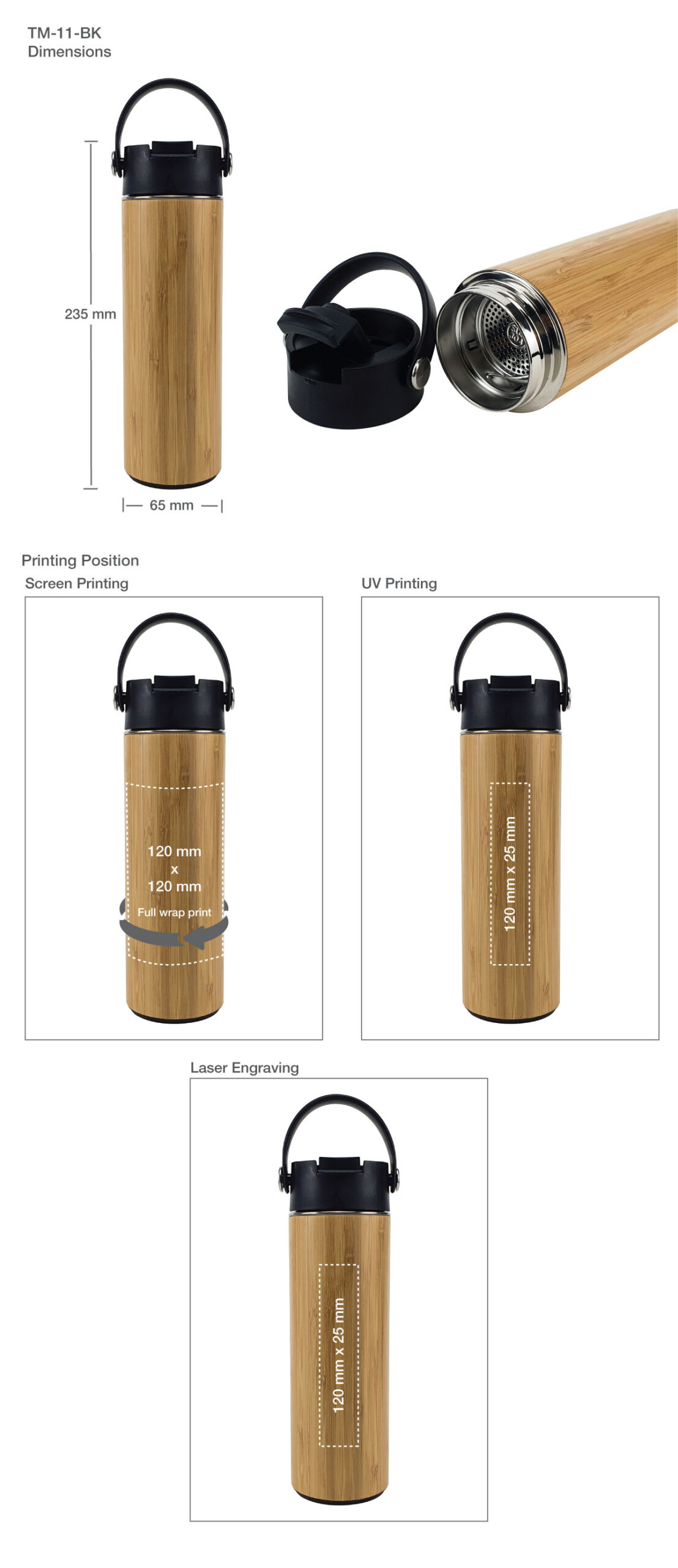 Branding Details Bamboo Flask with Tea Infuser