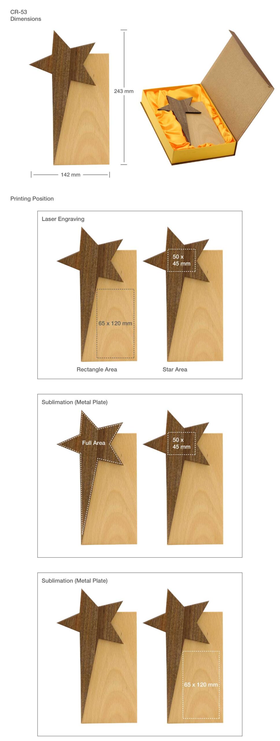 Wooden Trophy Printing Details