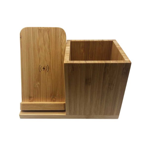 Bamboo pen holder with wireless charger JU WDS2 BM Main