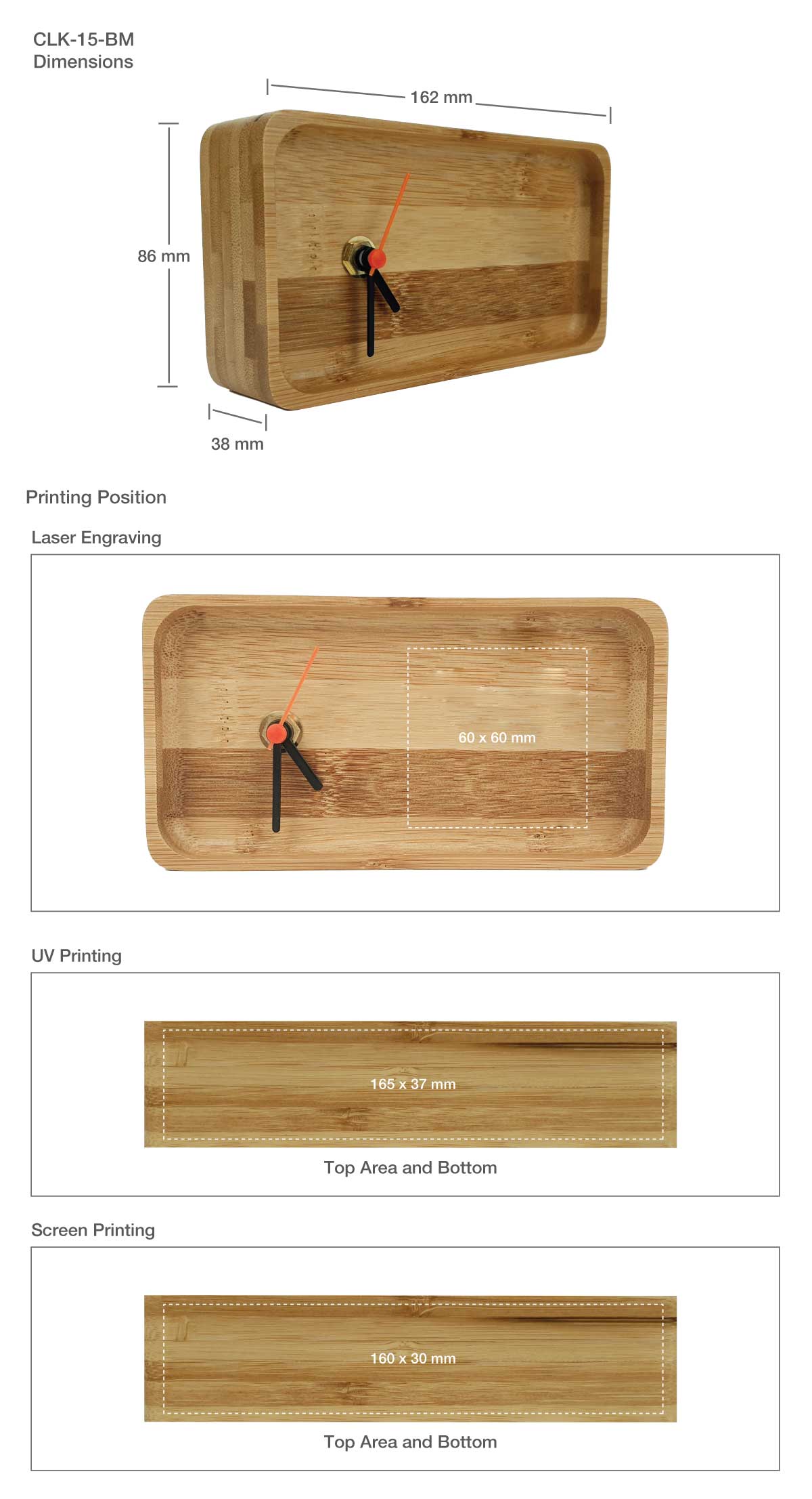 Desk Clock Printing Details