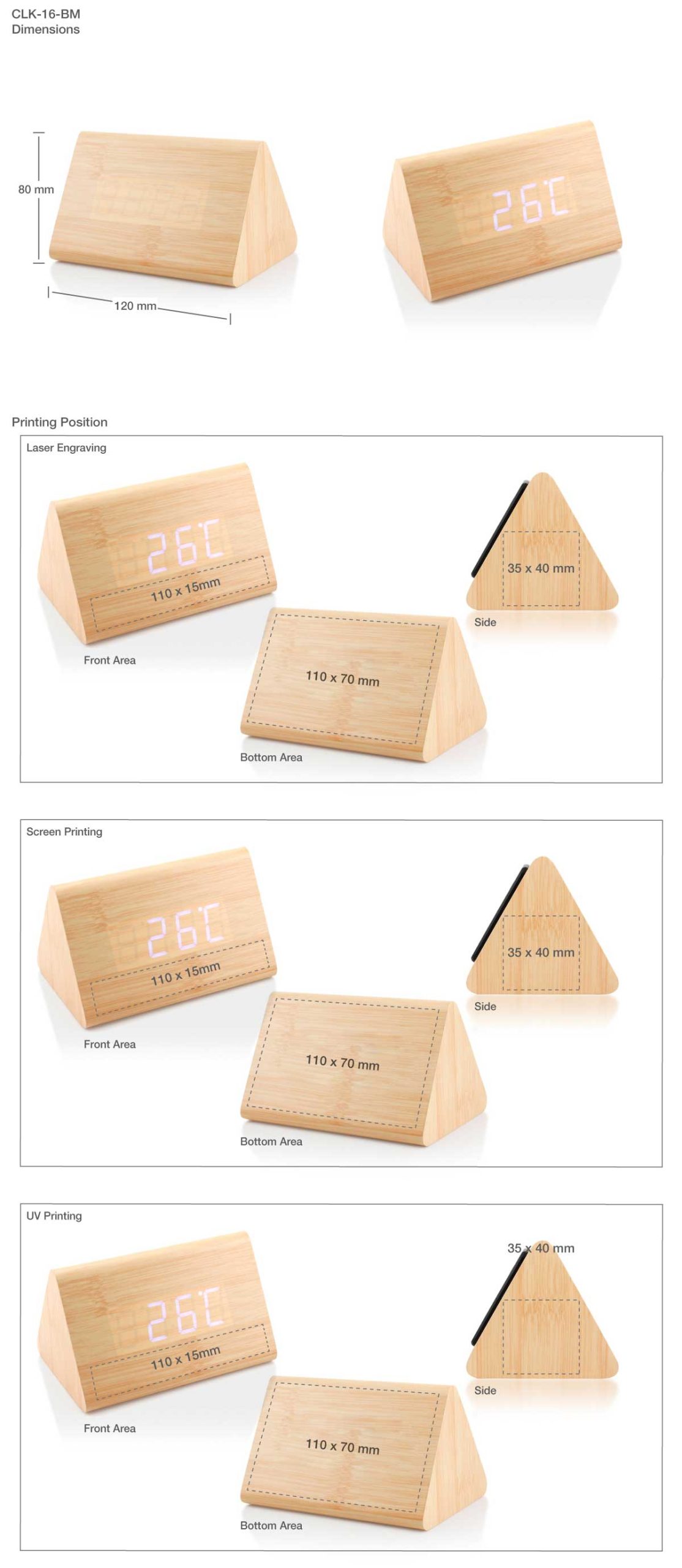 Desk Clock Printing Details